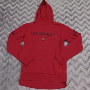 Adidas Mens Size S Red Louisville Cardinals Climalite Hoodie Sweatshirt